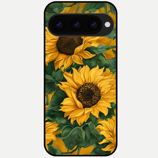 Bright Sunflower Bloom Glass Case For Google Pixel 11 Pro XL back cover – full design glossy printed glass finish
