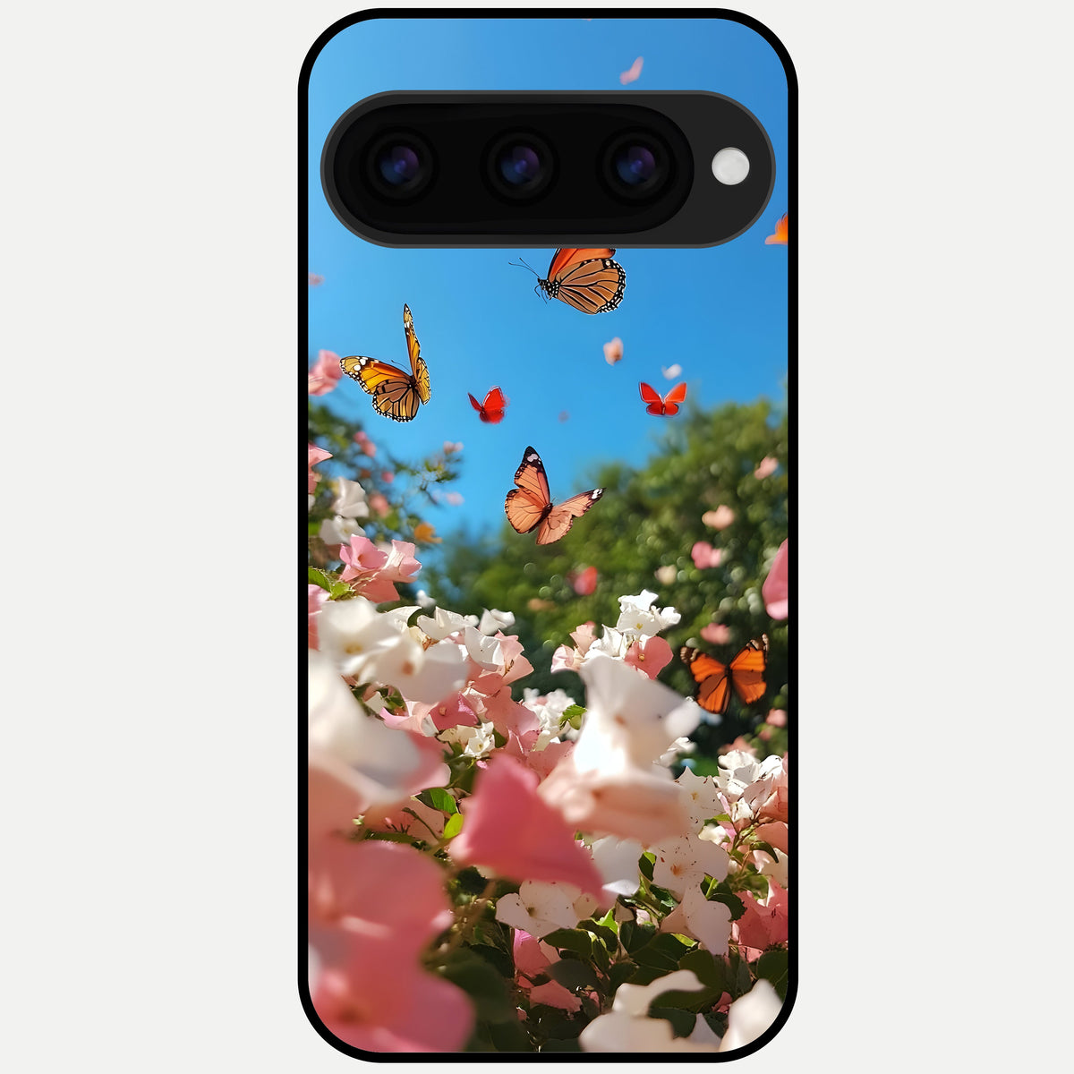  Butterflies In Bloom Sky Glass Case For Google Pixel 11 Pro XL back cover – full design glossy printed glass finish