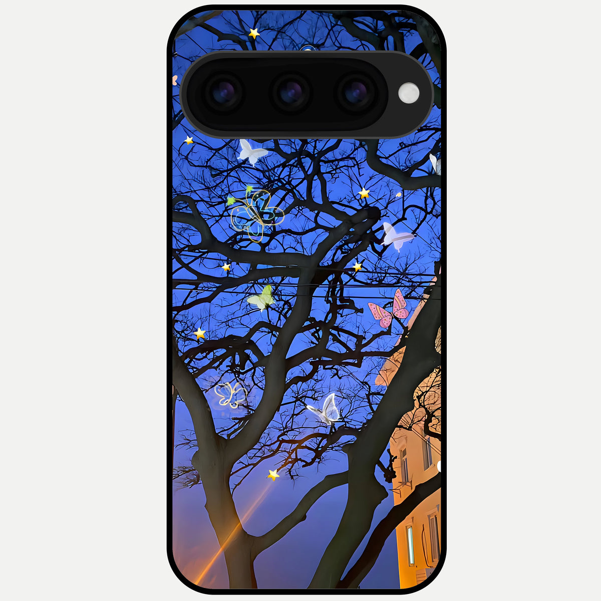  Butterfly Night Magic Glass Case For Google Pixel 11 Pro XL back cover – full design glossy printed glass finish