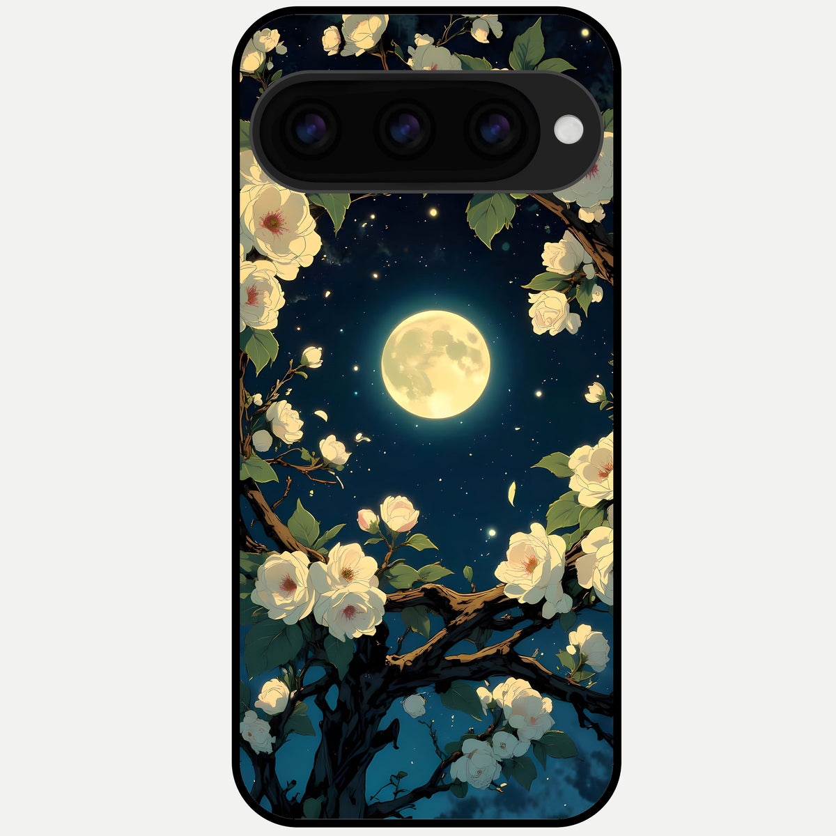  Celestial Moon And Flower Glass Case For Google Pixel 11 Pro XL back cover – full design glossy printed glass finish