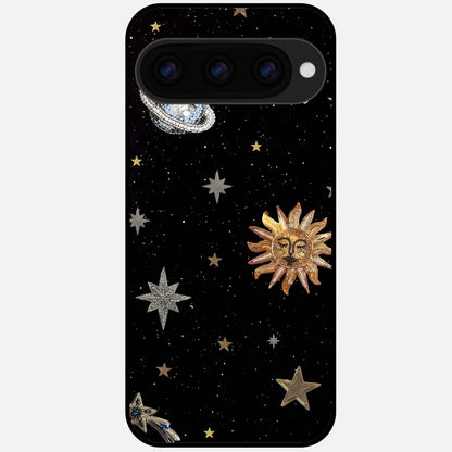  Celestial Moon With Stars Glass Case For Google Pixel 11 Pro XL back cover – full design glossy printed glass finish
