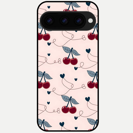  Cherry Heart Line Glass Case For Google Pixel 11 Pro XL back cover – full design glossy printed glass finish