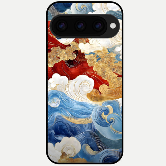  Colored Waves Glass Case For Google Pixel 11 Pro XL back cover – full design glossy printed glass finish