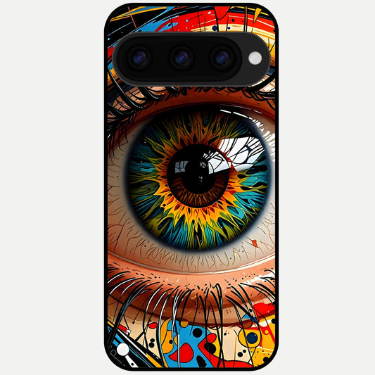  Colorful Eye Glass Case For Google Pixel 11 Pro XL back cover – full design glossy printed glass finish