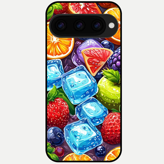  Colorful Fruits with Ice Glass Case For Google Pixel 11 Pro XL back cover – full design glossy printed glass finish
