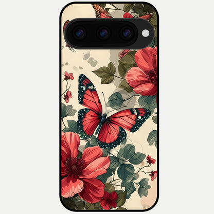  Crimson Butterfly Garden Glass Case For Google Pixel 11 Pro XL back cover – full design glossy printed glass finish