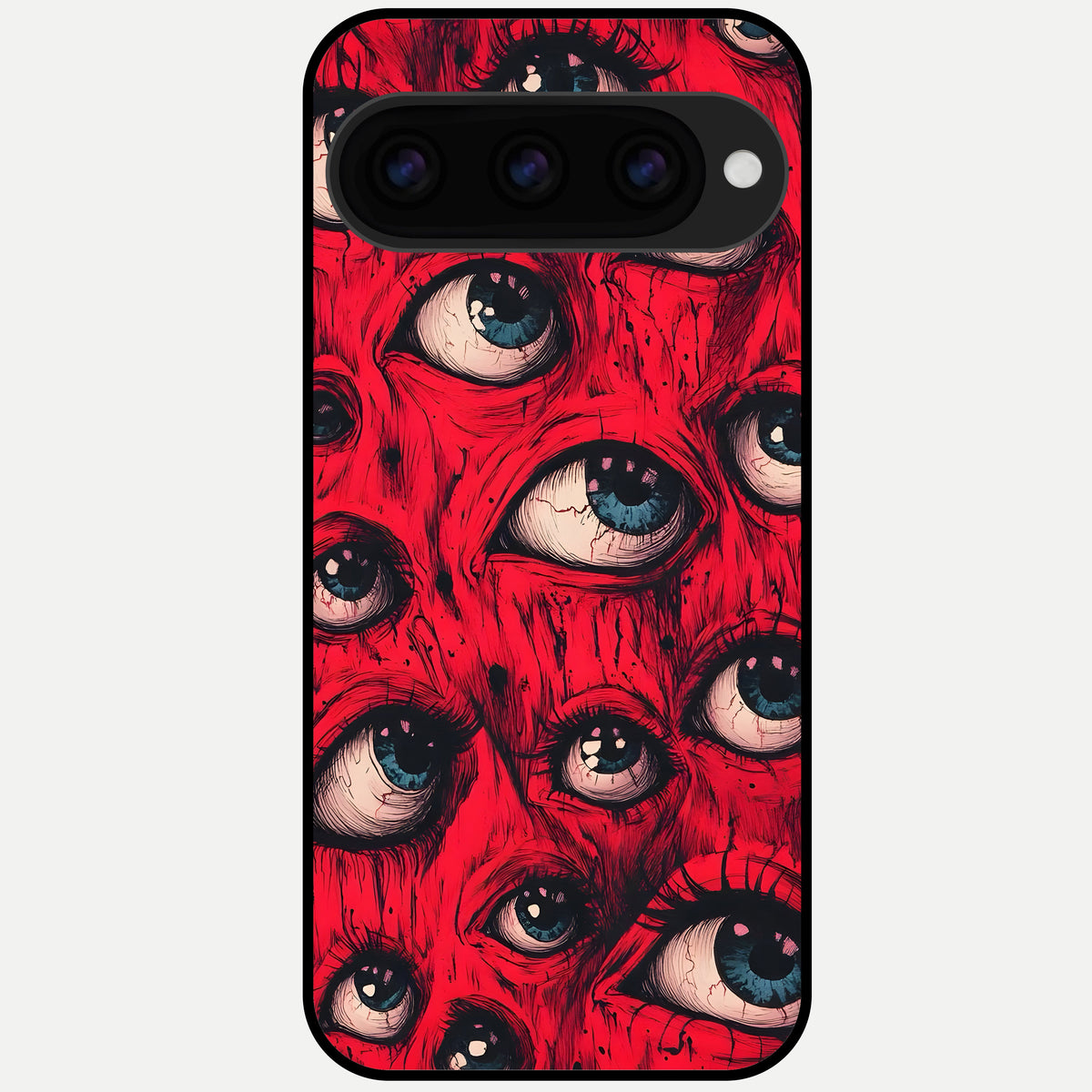  Crimson Watch Eyes Glass Case For Google Pixel 11 Pro XL back cover – full design glossy printed glass finish