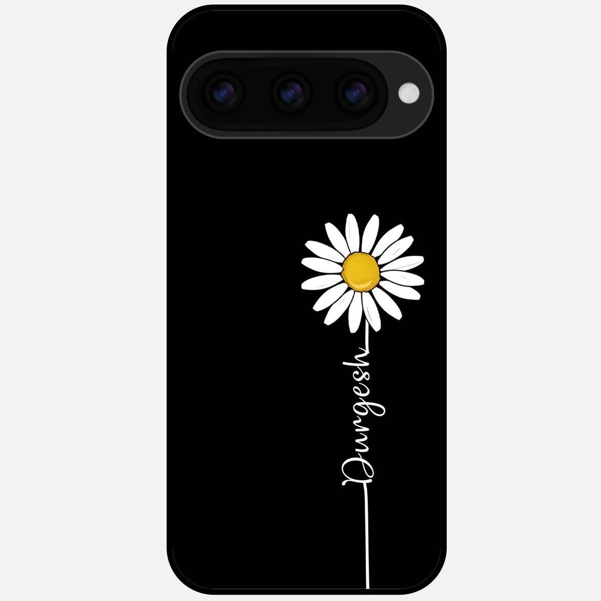  Custom Name White Flower Glass Case For Google Pixel 11 Pro XL back cover – full design glossy printed glass finish