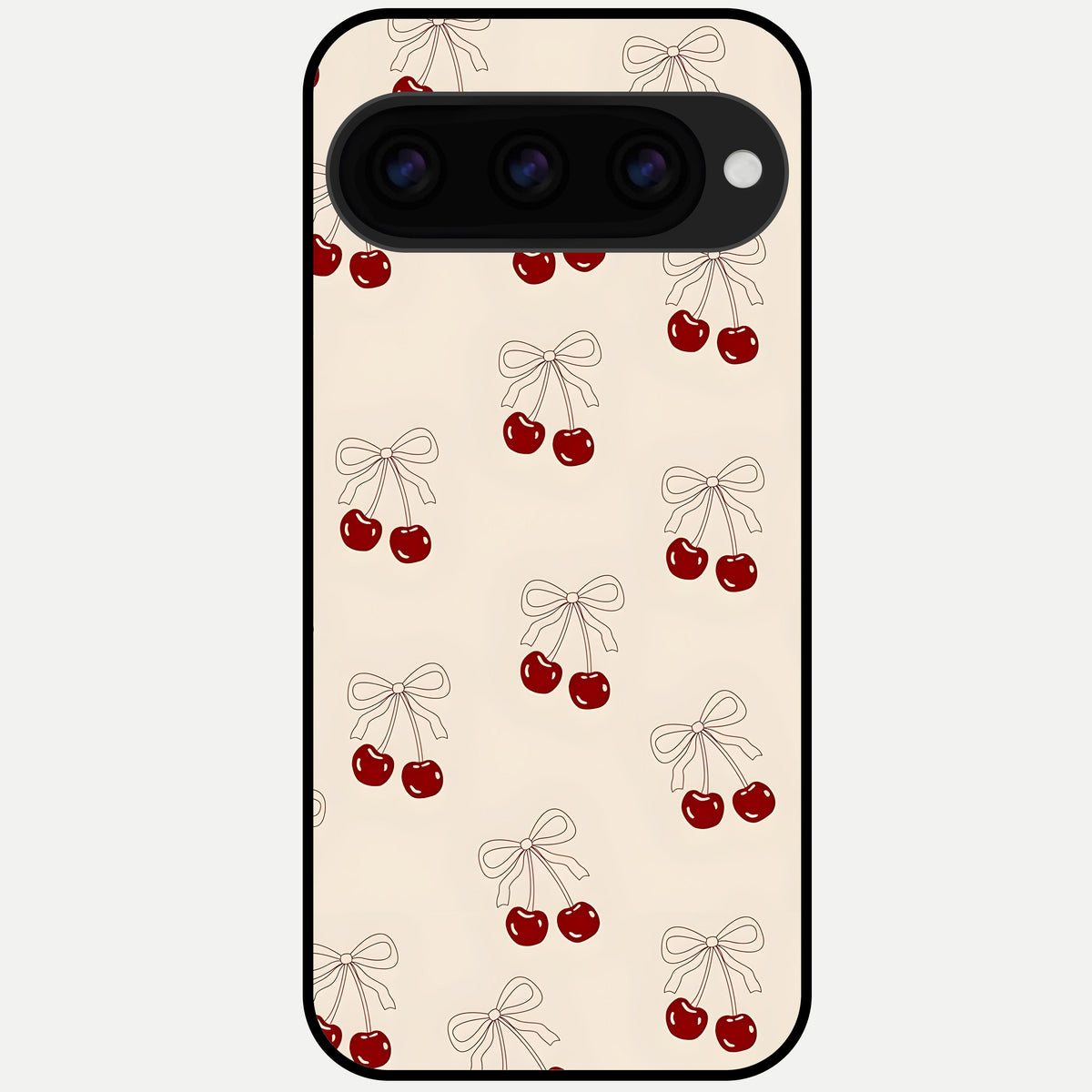  Cute Cherry Pattern Glass Case For Google Pixel 11 Pro XL back cover – full design glossy printed glass finish