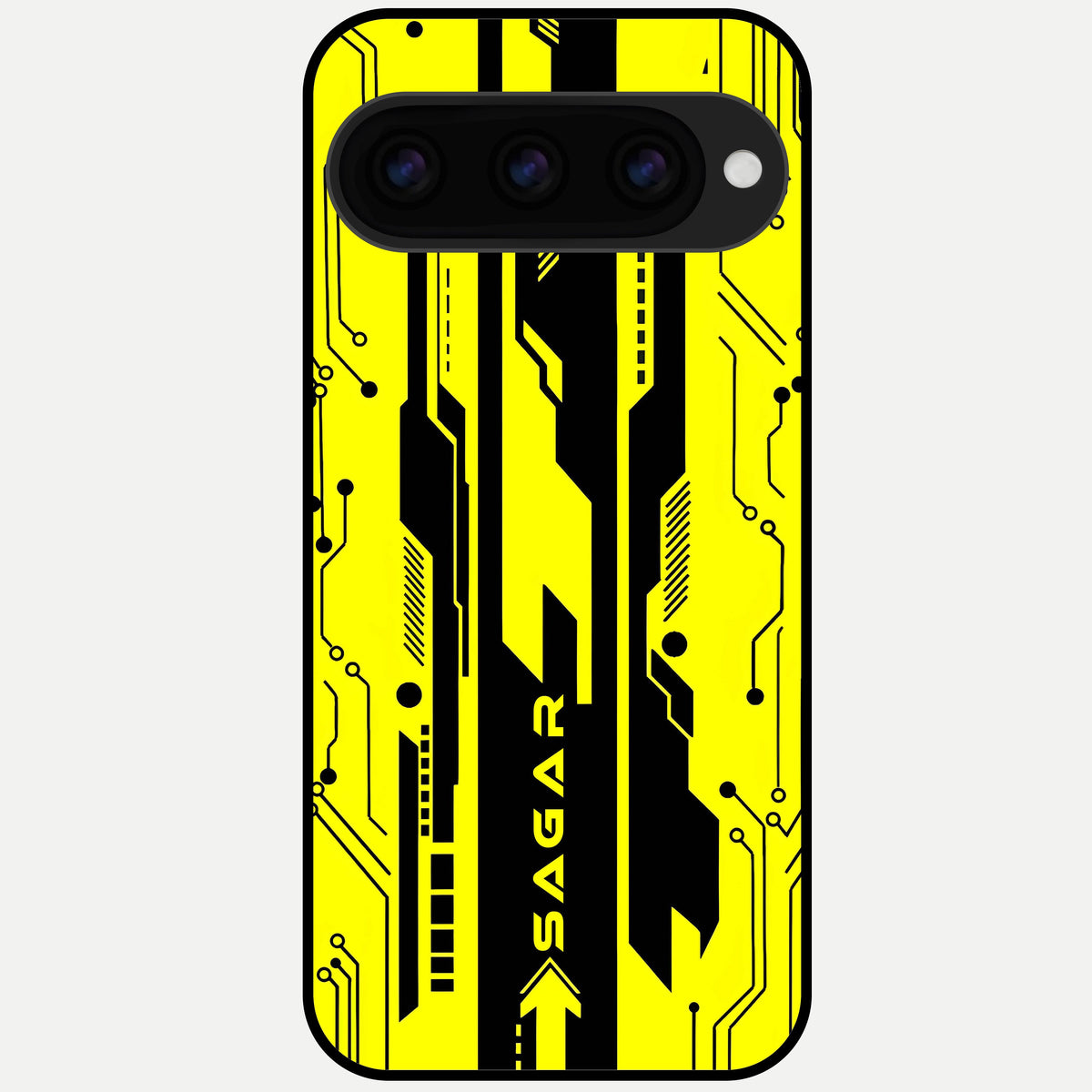  Electric Pulse CYBERPUNK Custom Name Glass Case For Google Pixel 11 Pro XL back cover – full design glossy printed glass finish