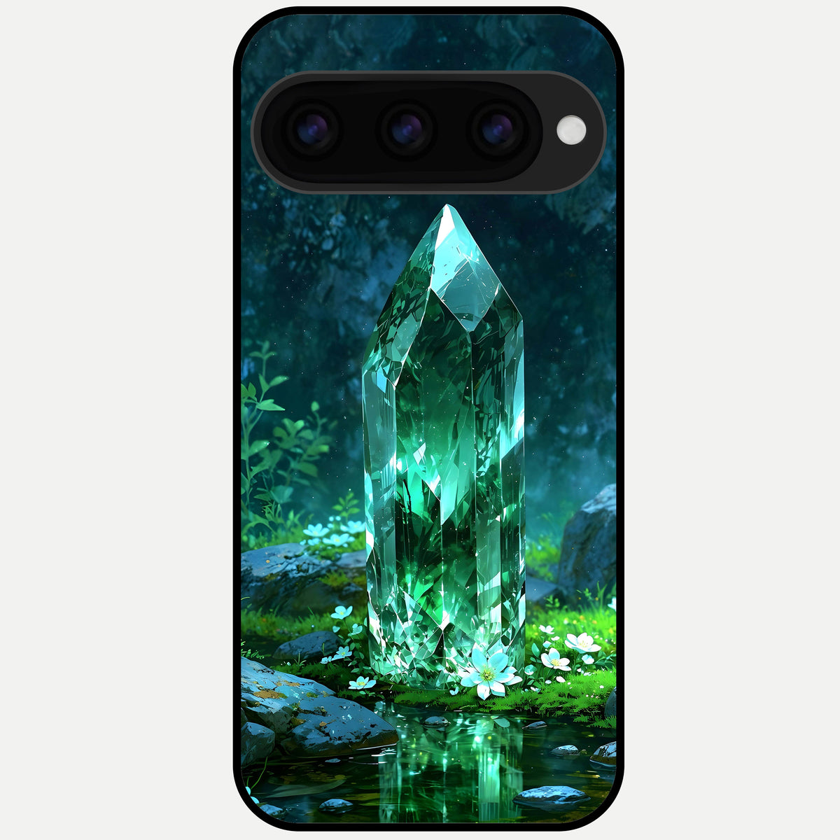  Emerald Light Crystal Glass Case For Google Pixel 11 Pro XL back cover – full design glossy printed glass finish
