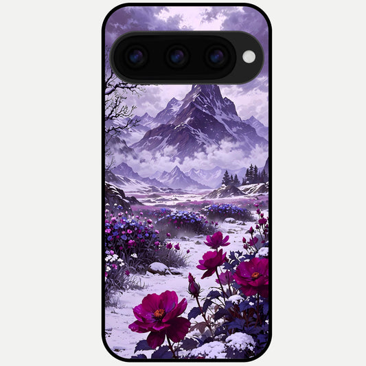  Flower Mountain View Glass Case For Google Pixel 11 Pro XL back cover – full design glossy printed glass finish
