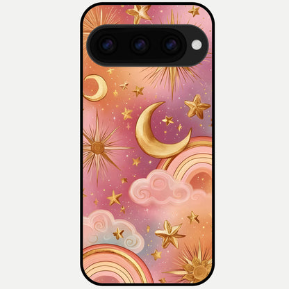  Golden Celestial Dreams Glass Case For Google Pixel 11 Pro XL back cover – full design glossy printed glass finish