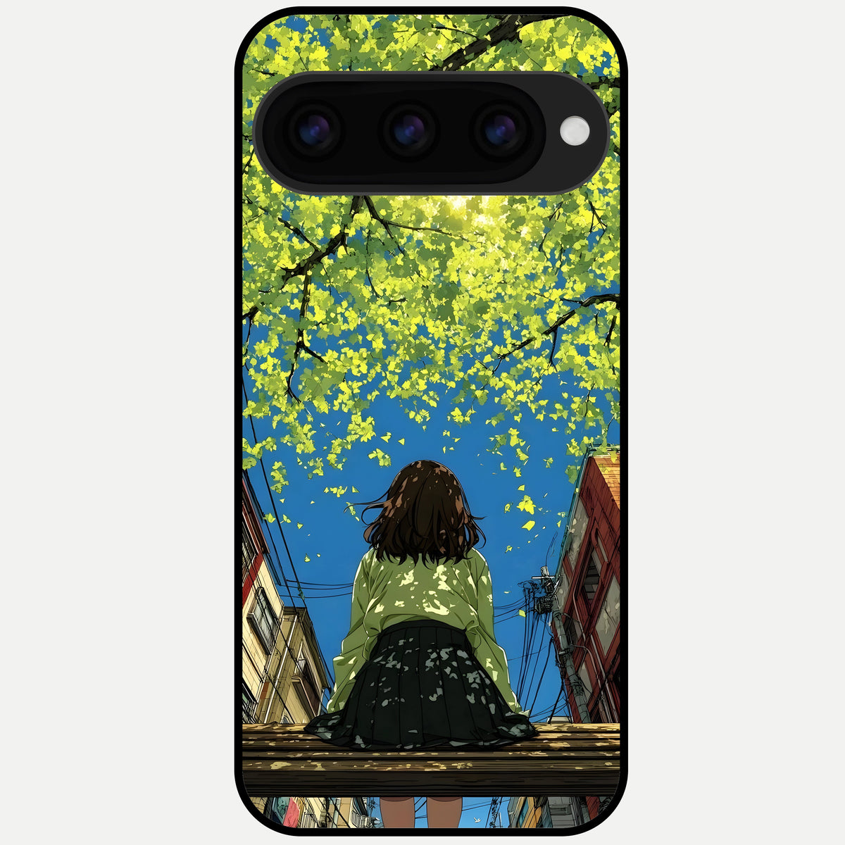  Golden Leaves Glow Glass Case For Google Pixel 11 Pro XL back cover – full design glossy printed glass finish