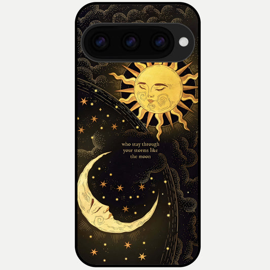  Golden Lunar Love Glass Case For Google Pixel 11 Pro XL back cover – full design glossy printed glass finish