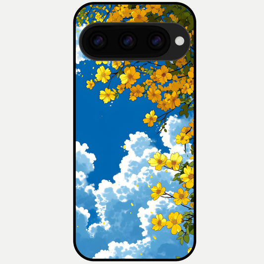  Golden Petal Sky Glass Case For Google Pixel 11 Pro XL back cover – full design glossy printed glass finish