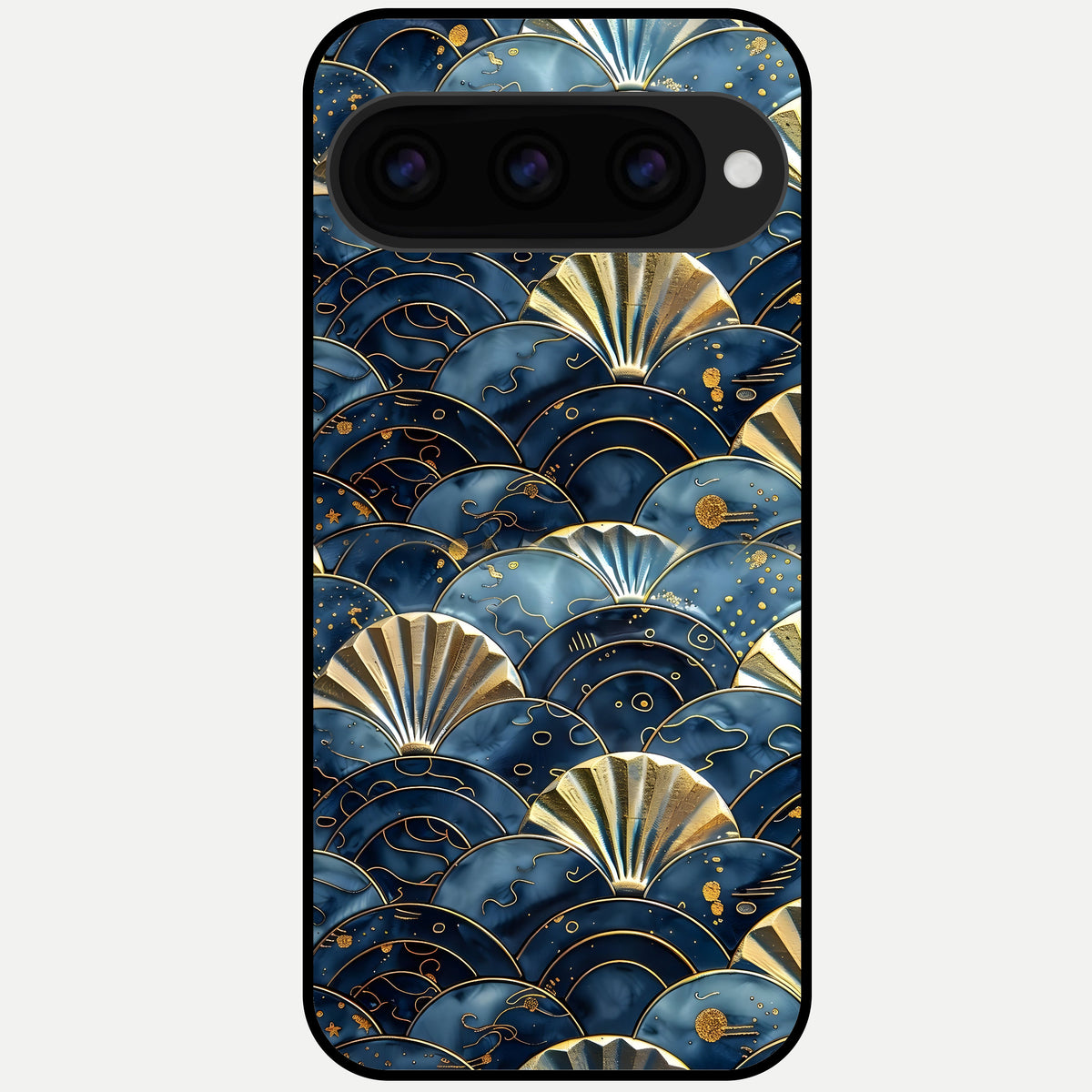  Golden Wave Luxe Glass Case For Google Pixel 11 Pro XL back cover – full design glossy printed glass finish