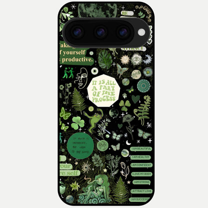  Green Mandala Pattern Glass Case For Google Pixel 11 Pro XL back cover – full design glossy printed glass finish
