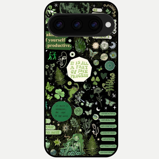  Green Mandala Pattern Glass Case For Google Pixel 11 Pro XL back cover – full design glossy printed glass finish