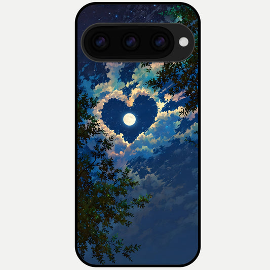  Heart With Moon Sky Glass Case For Google Pixel 11 Pro XL back cover – full design glossy printed glass finish