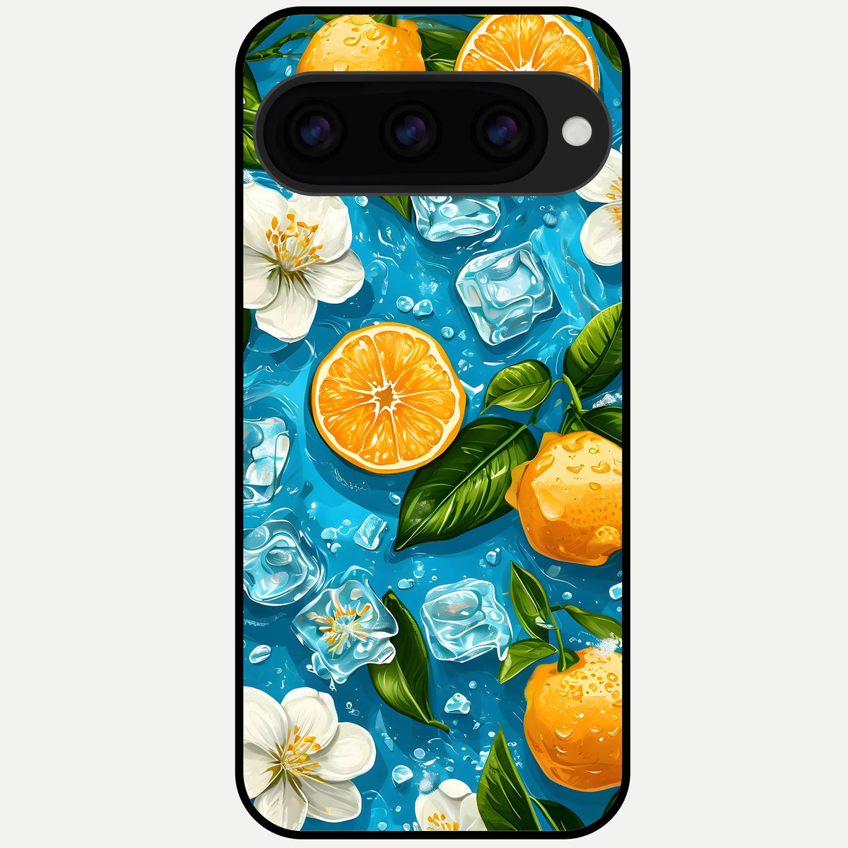  Ice Cube With Orange Glass Case For Google Pixel 11 Pro XL back cover – full design glossy printed glass finish