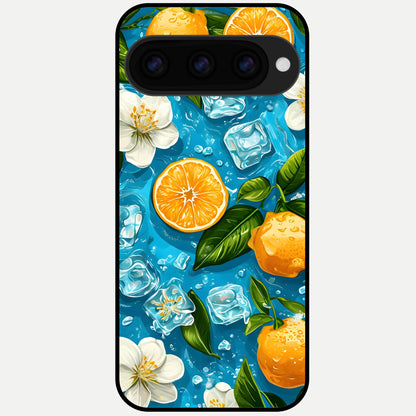  Ice Cube With Orange Glass Case For Google Pixel 11 Pro XL back cover – full design glossy printed glass finish