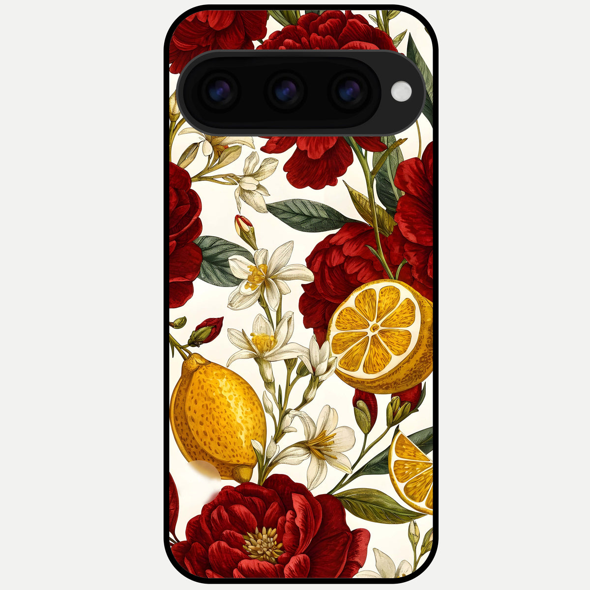  Lemon Rose Charm Glass Case For Google Pixel 11 Pro XL back cover – full design glossy printed glass finish