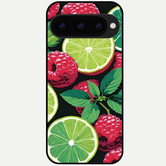 Lime and Raspberry Pattern Glass Case For Google Pixel 11 Pro XL back cover – full design glossy printed glass finish