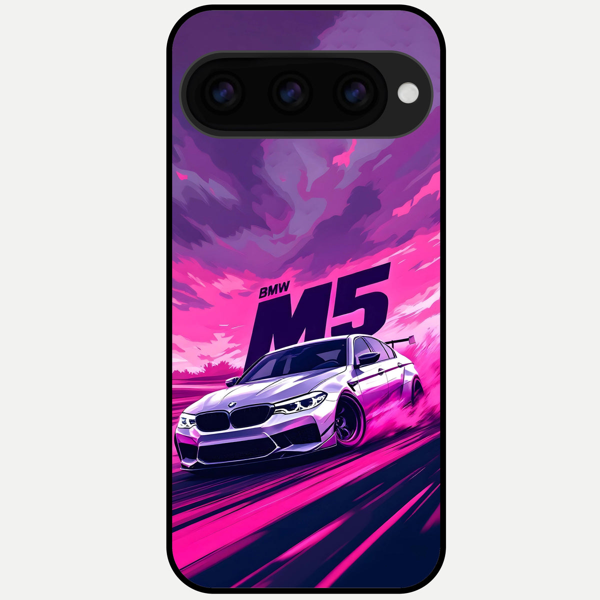  MS Neon Car Glass Case For Google Pixel 11 Pro XL back cover – full design glossy printed glass finish