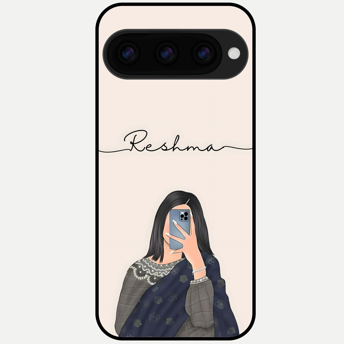  Mirror Mood Muse With Custom Name Glass Case For Google Pixel 11 Pro XL back cover – full design glossy printed glass finish