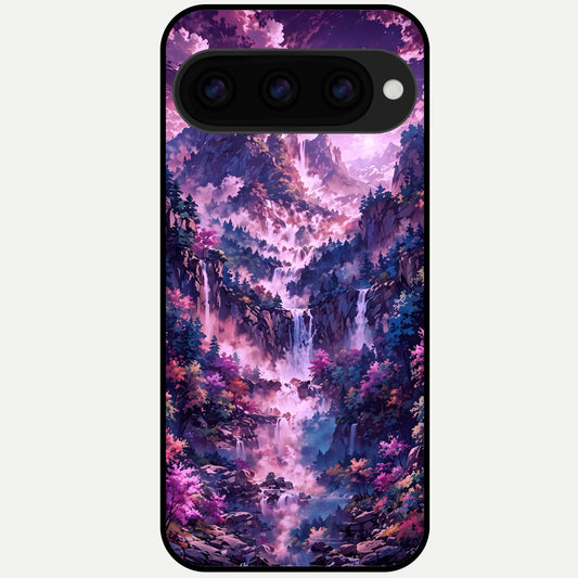  Mystic Cascade Peaks Glass Case For Google Pixel 11 Pro XL back cover – full design glossy printed glass finish