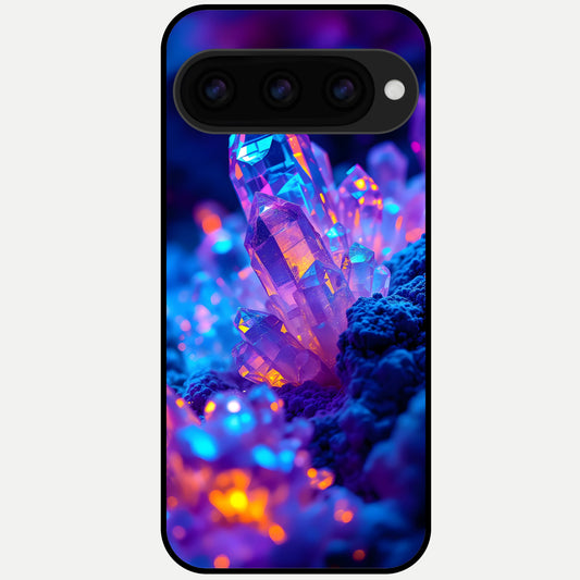  Neon Aura Shards Glass Case For Google Pixel 11 Pro XL back cover – full design glossy printed glass finish