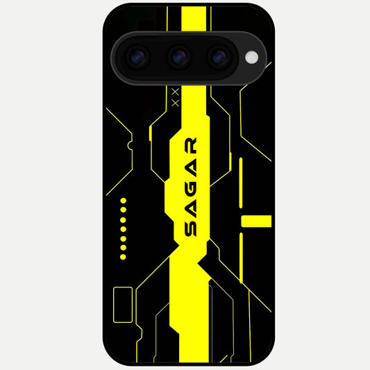  Neon CYBERPUNK Custom Name Glass Case For Google Pixel 11 Pro XL back cover – full design glossy printed glass finish