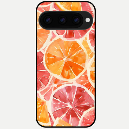  Orange Fruits Pattern Glass Case For Google Pixel 11 Pro XL back cover – full design glossy printed glass finish