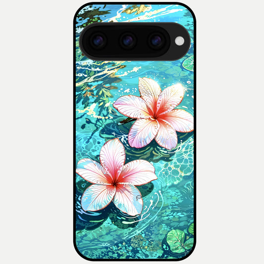  Pink Flowers in Water Glass Case For Google Pixel 11 Pro XL back cover – full design glossy printed glass finish