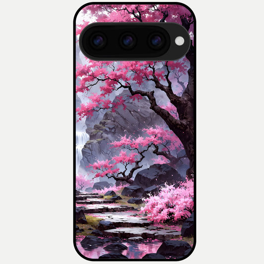  Pink Sunflower Glow Glass Case For Google Pixel 11 Pro XL back cover – full design glossy printed glass finish