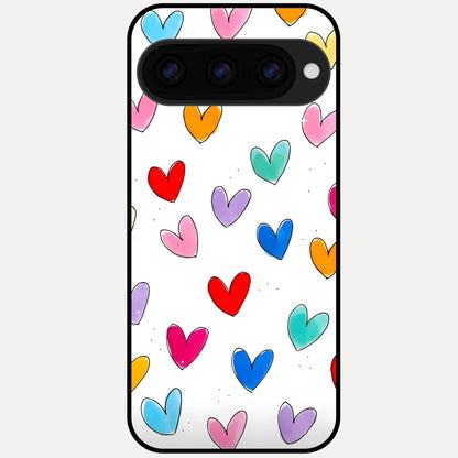  Playful Love Doodles Glass Case For Google Pixel 11 Pro XL back cover – full design glossy printed glass finish
