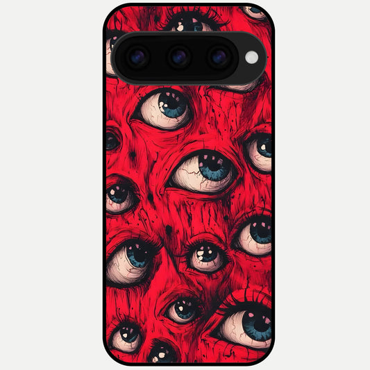  Red Eyes Pattern Glass Case For Google Pixel 11 Pro XL back cover – full design glossy printed glass finish