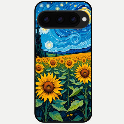  Starry Sunflower Dreams Glass Case For Google Pixel 11 Pro XL back cover – full design glossy printed glass finish
