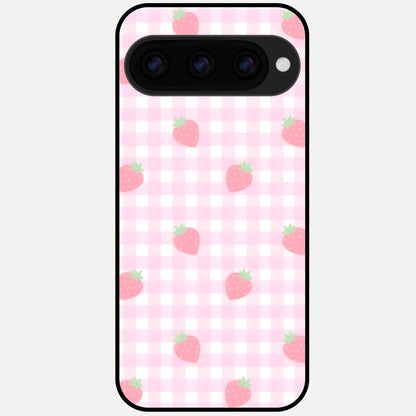  Strawberry Picnic Love Glass Case For Google Pixel 11 Pro XL back cover – full design glossy printed glass finish