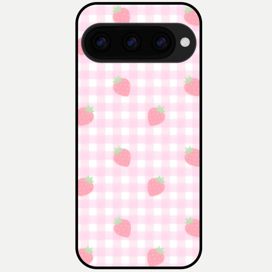  Strawberry Picnic Love Glass Case For Google Pixel 11 Pro XL back cover – full design glossy printed glass finish