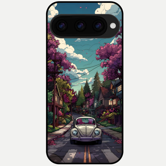  Vintage Street Drive Glass Case For Google Pixel 11 Pro XL back cover – full design glossy printed glass finish