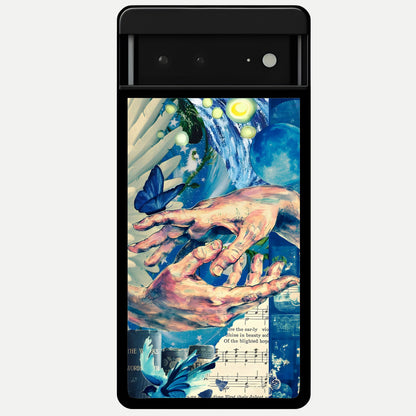  Aesthetic Divider Glass Case For Google Pixel 6A back cover – full design glossy printed glass finish