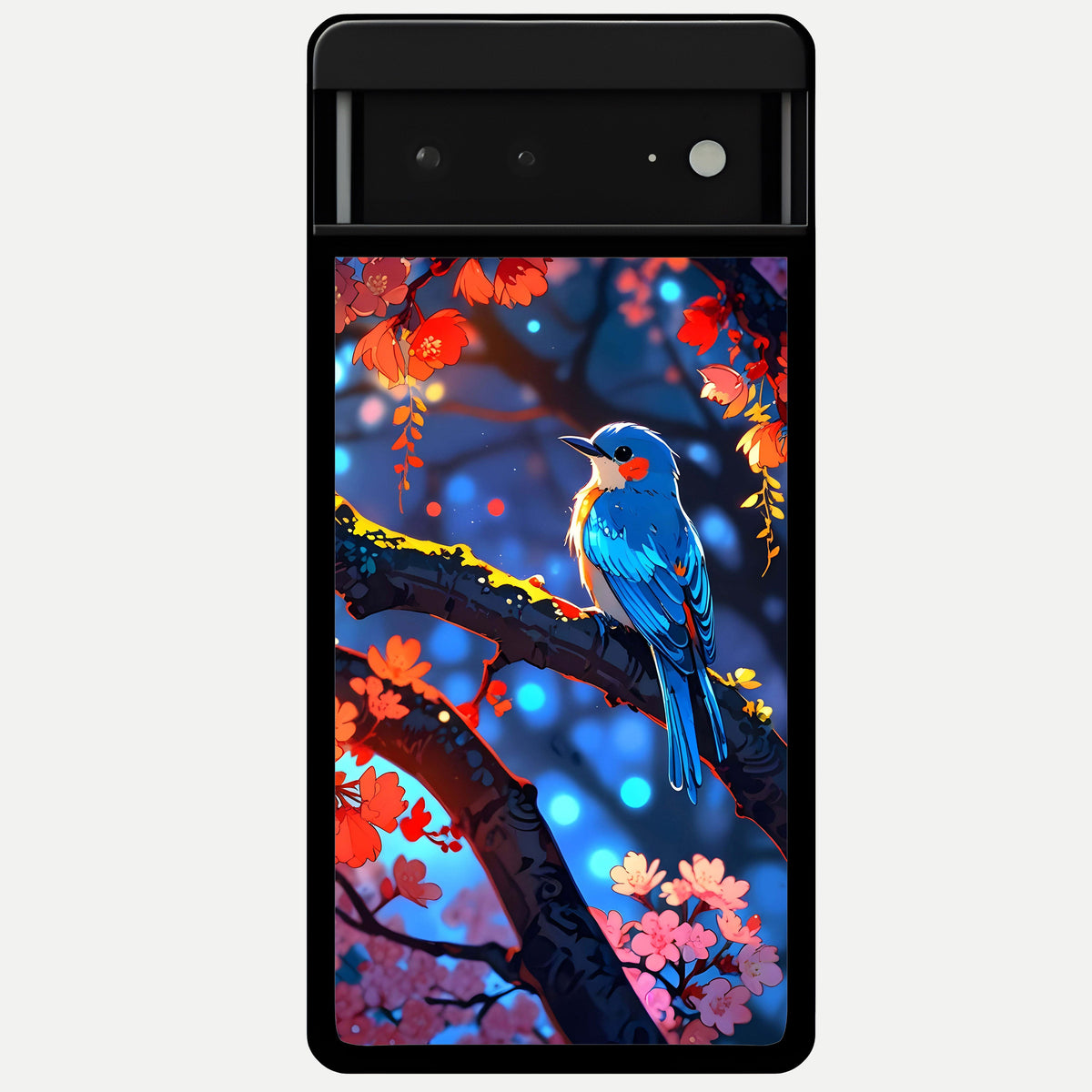 Blooming Water Drift Glass Case For Google Pixel 6A back cover – full design glossy printed glass finish
