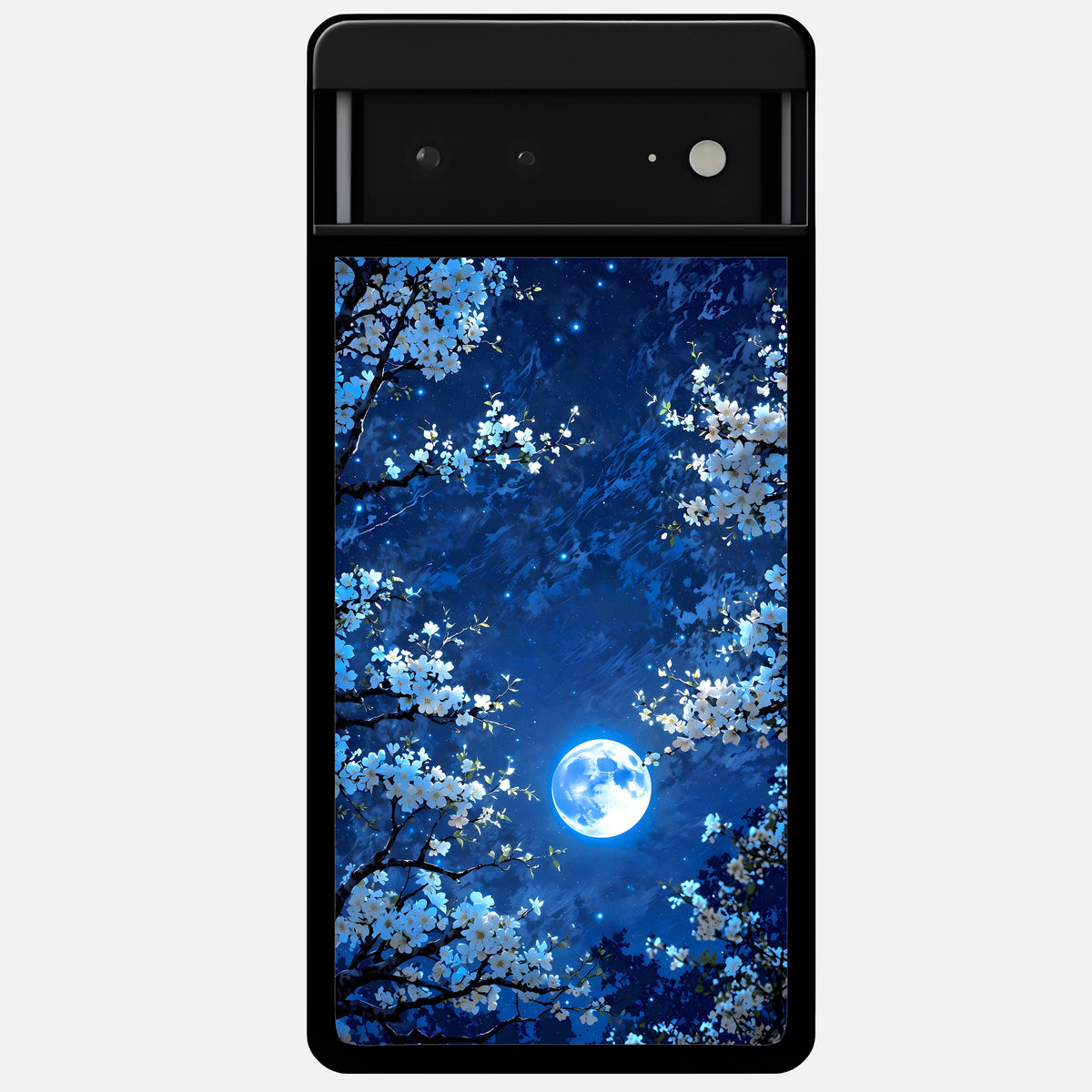  Blossom Moonlight Sky Glass Case For Google Pixel 6A back cover – full design glossy printed glass finish