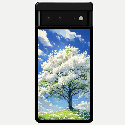  Blossom Sky Serenity Glass Case For Google Pixel 6A back cover – full design glossy printed glass finish