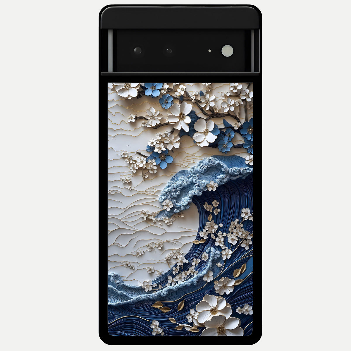  Blossom Wave Art Glass Case For Google Pixel 6A back cover – full design glossy printed glass finish