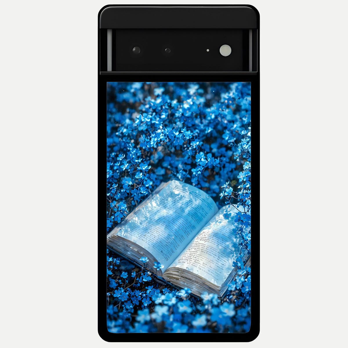  Blue Bloom Tales Glass Case For Google Pixel 6A back cover – full design glossy printed glass finish
