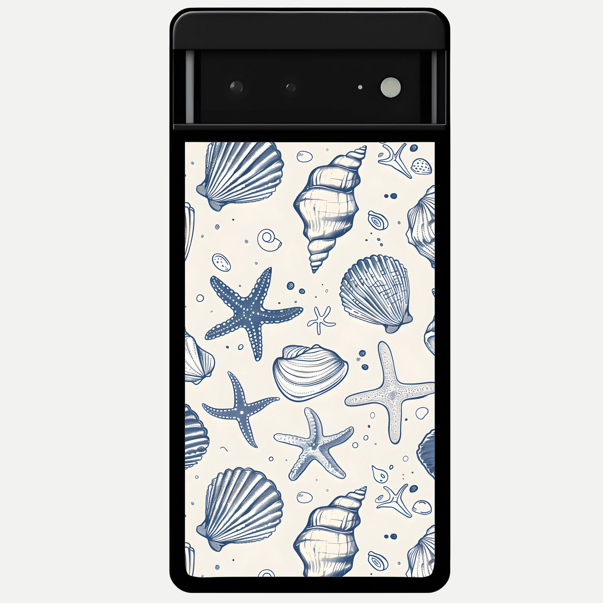  Blue Ocean Outline Glass Case For Google Pixel 6A back cover – full design glossy printed glass finish