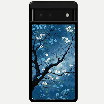  Blue Tree Serenity Glass Case For Google Pixel 6A back cover – full design glossy printed glass finish